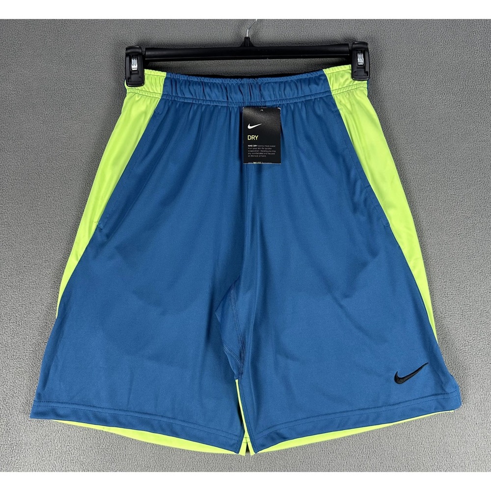 Nike Shorts Small Blue Yellow Dri Fit Flex Woven Performance Training New STAIN